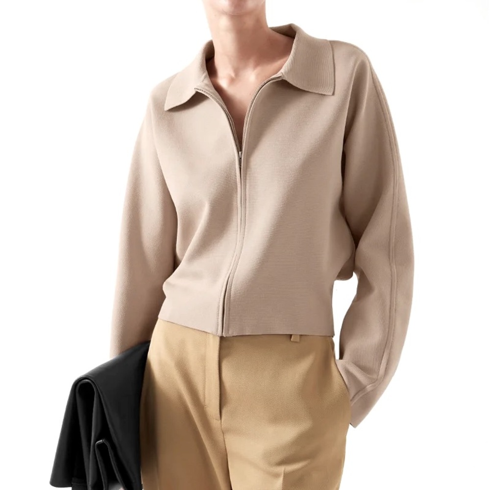 COS Beige Zip-Front Jacket